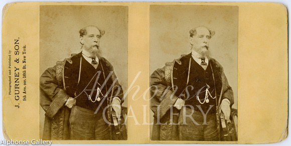 J Gurney & Son Stereoview of Charles Dickens