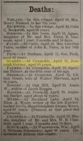Jeremiah Gurney-death notice,   April 21, 1895  The Recorder Newspaper, Coxsackie NY - corrected Jeremiah would have been 82.5 - not 83 years old at his passing.