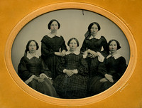 J Gurney Ambrotype - Twin Sisters and Mother Half Plate Ambrotype