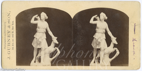 J Gurney & Son stereoview Statue of Diana