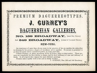 Gurney Broadside 189 Broadway, 1852