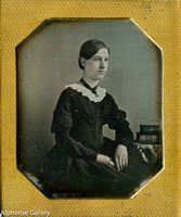 Young Woman with Books, Jeremiah Gurney Daguerreotype 6th plate c.1842-43