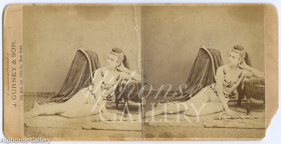 J Gurney & Son Stereoview of LEONA DARE - Aerial Acrobat...Susan Adeline Stewart, 1855 -1922