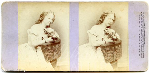 J Gurney & Son stereoview of Maggie Mitchell, c 1867