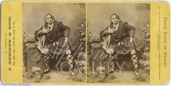 J Gurney & Son Stereoview of Edwin Booth as Hamlet 1870