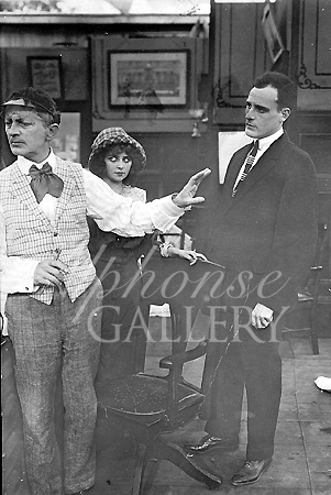 Nick S. Woods leading Muriel Ostriche and Boyd Marshall in a circa 1914 still. Courtesy of Dominick Bruzzese (X-355)