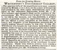 New York Daily Tribune 4 January 1851 Whitehurst Gallery and John Cox at 349 Broadway